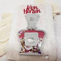Valentinstag "Von Herzen" Eleganz pur Grußkarte in silber und pink Schüttelkarte Flacon für die Damen Geldfach Bild 1
