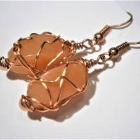 Ohrringe orange pastell Achat handgemacht in wirework kupfer rosegoldfarben Bild 7