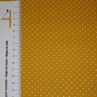 8,90 EUR/m Meterware Baumwolle Webware weiße Mini-Punkte auf senfgelb für Kissen Decken Taschen Kleidung Bild 1