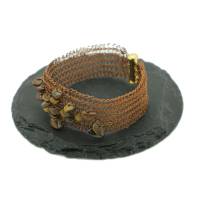 Herbstschmuck - Tigerauge-Armband gehäkelt aus Kupferdraht mit Fädelverschluss - bcd manufaktur Bild 1