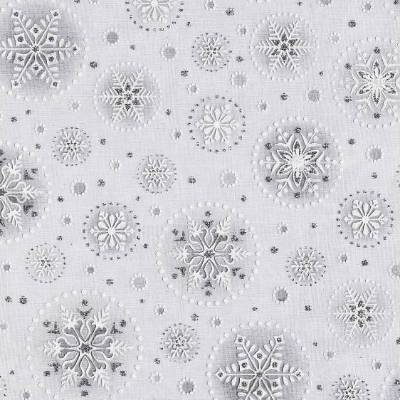 Deko-Stoff Eisblume Silber-Grau