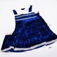 Vintage, Baby-Kleidchen, Größe 86, Blaues Samtkleid mit Kragen, Baby-Club, Bild 1