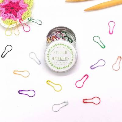 Maschenmarkierer in einer Dose 40 Stück verschiedene Farben Birnenform 22mm