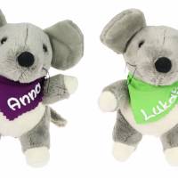 Kuscheltier Maus grau 16cm mit Namen am Halstuch - Personalisierte Schmusetiere für Jungen und Mädchen Bild 1