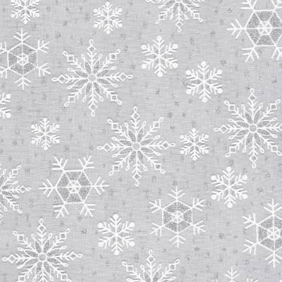 Deko-Stoff Eisblume Weiß-Silber