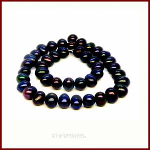 1 Strang Süsswasser-Perlen 10-11mm, Potato-Form,  dunkelblau-changierend (43 Perlen) Bild 1