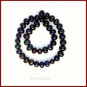 1 Strang Süsswasser-Perlen 10-11mm, Potato-Form,  dunkelblau-changierend (43 Perlen) Bild 2