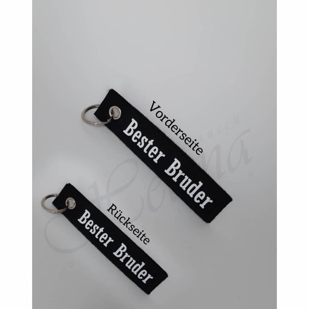 Personalisierter Schlüsselanhänger aus Filz in schwarz mit z. B. "bester Papa"/"Wunschname", Wunschtext, Bild 1