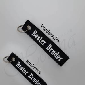 Personalisierter Schlüsselanhänger aus Filz in schwarz mit z. B. "bester Papa"/"Wunschname", Vatertag Bild 1