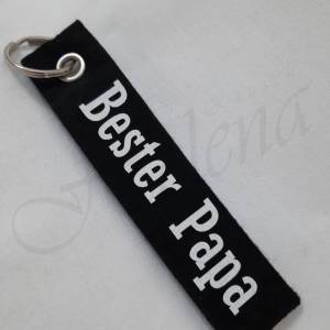 Personalisierter Schlüsselanhänger aus Filz in schwarz mit z. B. "bester Papa"/"Wunschname", Wunschtext, Bild 2
