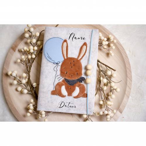 U-Hefthülle aus Wollfilz - Hase - personalisierbar