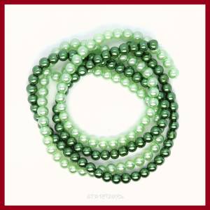 1 Strang Glaswachsperlen 8mm grün/hellgrün  (ca. 80 Perlen) Bild 1