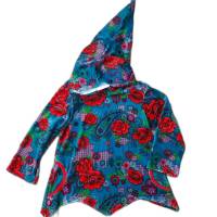 Zipfelpulli Kapuzenpullover Mädchen Größe 128 - Nicki Blumen rot petrol Bild 1