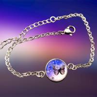 Armband mit Motiv Schmetterling blau, in EDELSTAHL Bild 1
