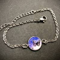 Armband mit Motiv Schmetterling blau, in EDELSTAHL Bild 2