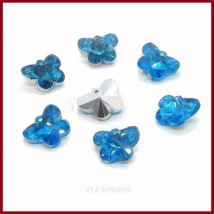 8 Kristall-Anhänger "Butterfly" 14mm Schmetterlinge blau, silber foliert Bild 1