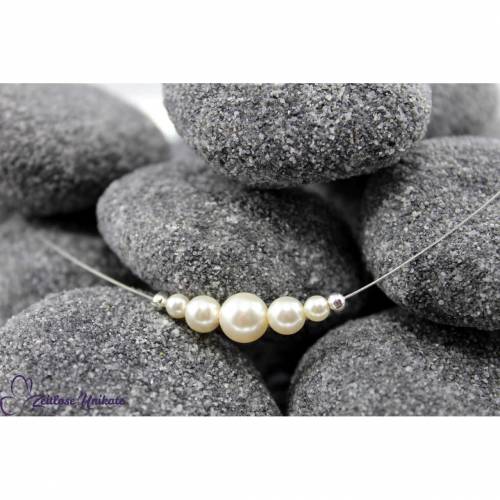 Ein Hauch von Nichts (P) , schlichte Kette für die Braut - minimalistische Brautkette 5+ Perlen * für Dich angefertigt