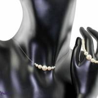 Ein Hauch von Nichts (P) , schlichte Kette für die Braut - minimalistische Brautkette 5+ Perlen * für Dich angefertigt Bild 4