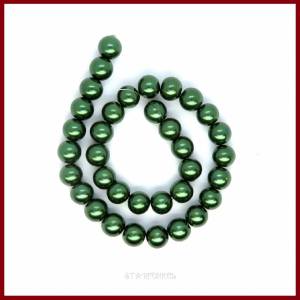 1 Strang Glaswachsperlen 12mm grün (ca.35 Perlen) Bild 1