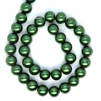 1 Strang Glaswachsperlen 12mm grün (ca.35 Perlen)