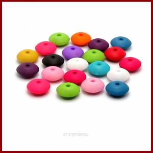 50 bunte Spacer (Rondelle / Linsen) Perlen 13mm  Farbmix, Acryl Bild 1