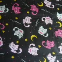 9,70 EUR/m Stoff Baumwolle süße Katzen auf schwarz Bild 1