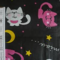 9,70 EUR/m Stoff Baumwolle süße Katzen auf schwarz Bild 6