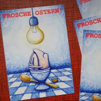 7 Glückwunschkarten "Frosche Ostern!", Osterkarten, Postkarten Ostern, Frosch Postkarten, Frohe Ostern Bild 1