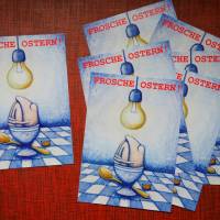 7 Glückwunschkarten "Frosche Ostern!", Osterkarten, Postkarten Ostern, Frosch Postkarten, Frohe Ostern Bild 2