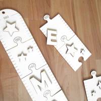 Puzzle Messlatte aus Holz mit Name und Sternchen personalisiert Bild 2