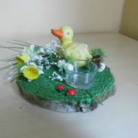Ostern Geschenkdekoration - Küken im Garten - Geldgeschenk zu Ostern mit Teelicht- Ostereier Bild 4