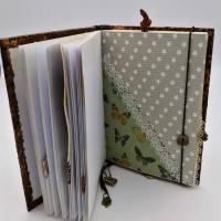 Notizbuch im Scrapbook-Style Hardcover Sammelbuch Album A6 (15x10,5x2cm) handgemacht Bild 4