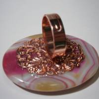 Ring mit großem pink rosa camel beige Achat Stein oval handmade Geschenk für sie Bild 7