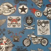 11,00 EUR/m Stoff - Baumwolle Motorrad / Motorräder / Bike / Harley auf dunkeltürkis Bild 5