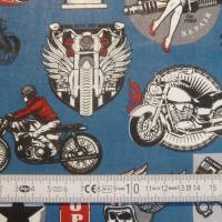 11,00 EUR/m Stoff - Baumwolle Motorrad / Motorräder / Bike / Harley auf dunkeltürkis Bild 6