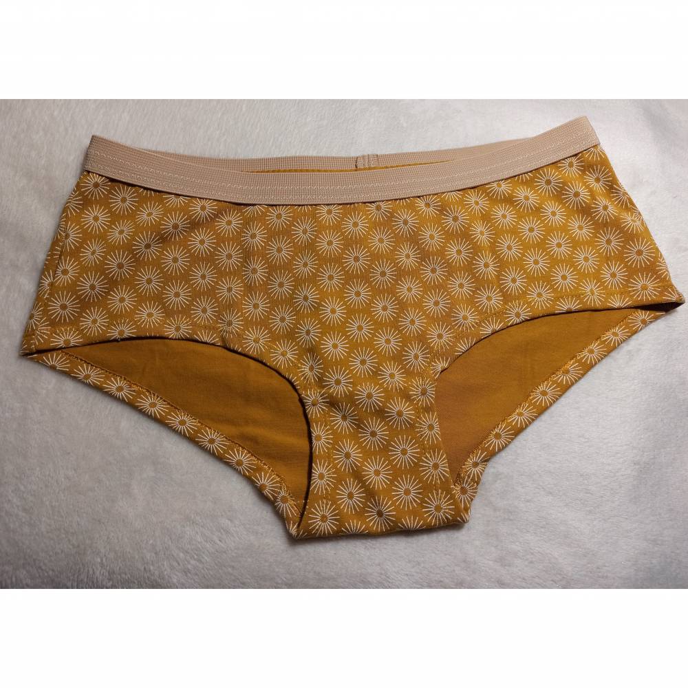 MoodySous Damen-Hipster Unterhose "Umbrella senf" Blümchen Blumen aus Jersey Größen 34-44 Bild 1