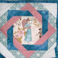 Patchworkkissen 40x40cm Kissenhülle Vintage Shabby-Chic blau grau rosa Kuschelkissen Retro-Lady Monogramm Bild 2