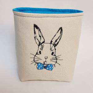 Kleines Osterkörbchen Hase mit blauer Schleife Ostern Geschenk Bild 1
