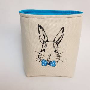 Kleines Osterkörbchen Hase mit blauer Schleife Ostern Geschenk Bild 2