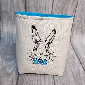 Kleines Osterkörbchen Hase mit blauer Schleife Ostern Geschenk Bild 4
