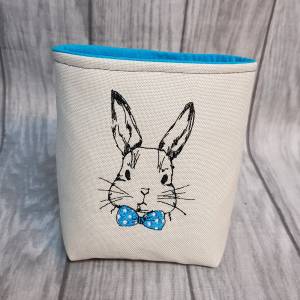 Kleines Osterkörbchen Hase mit blauer Schleife Ostern Geschenk Bild 5