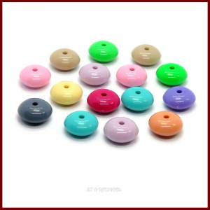 15 bunte Zwischenperlen Spacer Rondelle Linsen Abakus Perlen 16mm, Farbmix, Acryl Bild 1