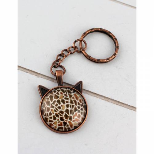 Taschen-oder Schlüsselanhänger "Katze" bronze 