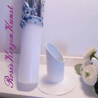 Weisser Kerzenhalter für lange Kommunions-oder Taufkerzen für Kerzen mit 3cm Durchmesser Bild 1