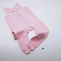 Vintage, rosa Baby Strampler mit Füßen, Größe 68 mit Blume "daisy" Bild 1