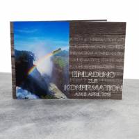 Einladungskarte Konfirmation, Kommunion oder Firmung "Regenbogen" in Holzoptik Bild 3