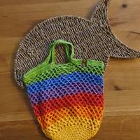 Einkaufnetz Regenbogen aus Baumwolle gehäkelte Bild 1