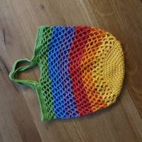 Einkaufnetz Regenbogen aus Baumwolle gehäkelte Bild 3
