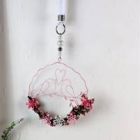 Fensterdeko, Frühlingsdeko, Metallreif Vögel, rosa Bild 3