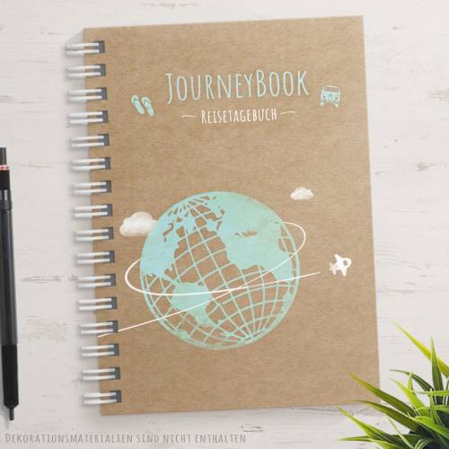 Weltreise Reisetagebuch zum selberschreiben / als Abschiedsgeschenk - DIN A5 mit interaktiven Aufgaben & Reise-Zitaten